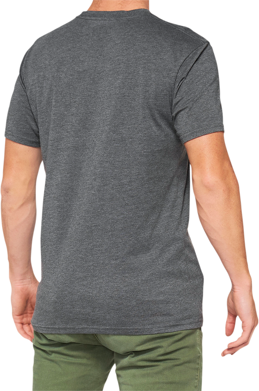 Bill's Exhausts Silva Heather Charcoal T-Shirt in Small, front view showing the classic crew neck and soft fabric texture.