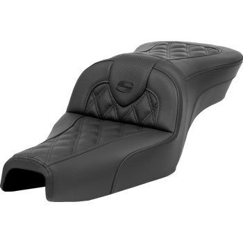 SADDLEMEN Roadsofa XL motorcycle seat with lattice stitch design, without backrest, compatible with Harley-Davidson models '04-'22