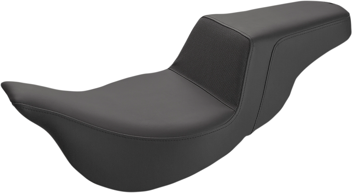 Black SADDLEMEN Step-Up Seat with gripper for FL motorcycles, compatible with 2008-2023 models, by Bill's Exhausts.