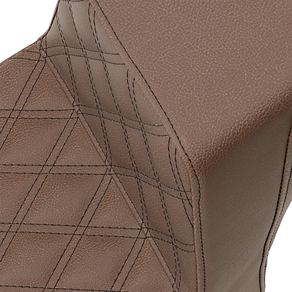 Brown SADDLEMEN Step Up motorcycle seat with front lattice and smooth rear design for Scout Bobber, by Bill's Exhausts.