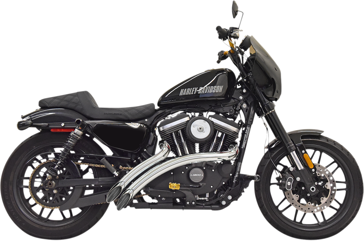 Chrome BASSANI XHAUST Radial Sweepers Exhaust System with sleek pipes and polished finish, part number 1X3FC.