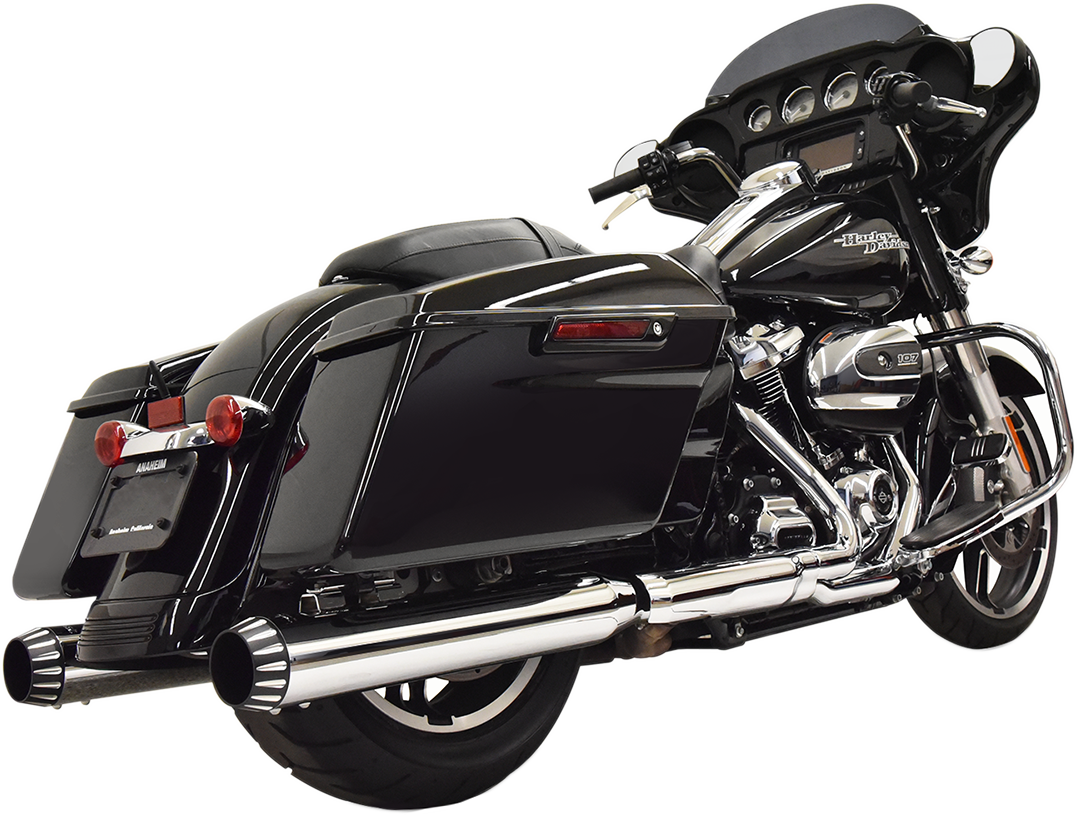 Chrome BASSANI XHAUST 4-inch QNT muffler for urban motorcycles, designed for noise reduction and stylish exhaust performance.
