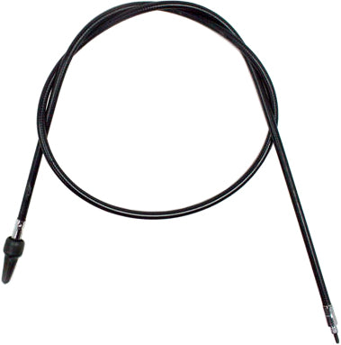 Motion Pro black vinyl speedo cable 06-0053 for motorcycle speedometer, showing the coiled cable with metal fittings
