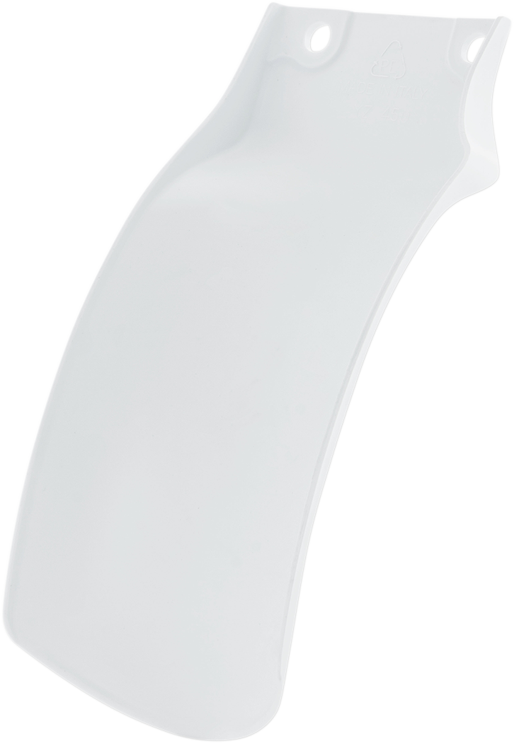 White ACERBIS mud flap for motorcycle body, model 2709730002, designed for durability and protection.