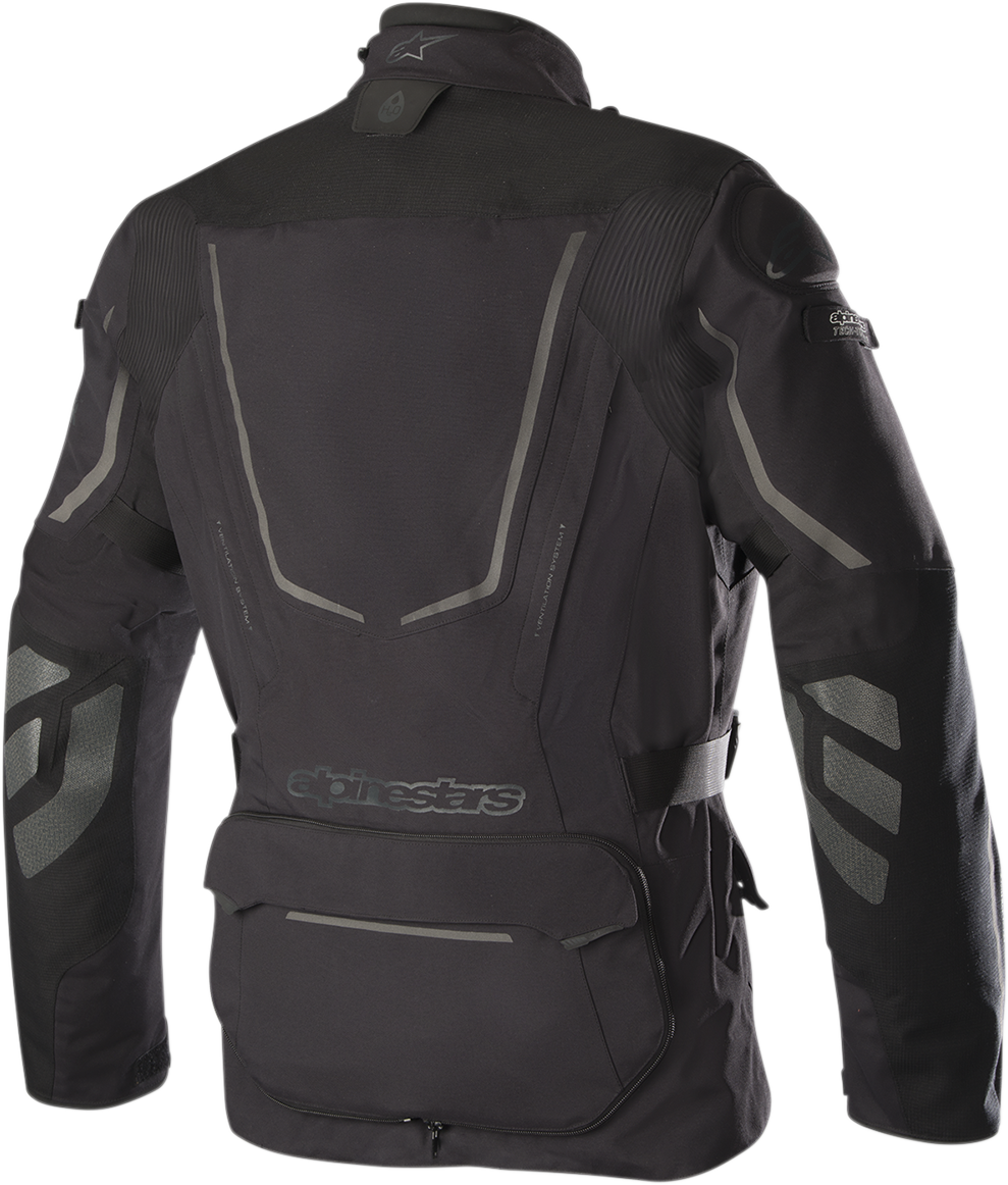 Black ALPINESTARS Revenant Jacket in small size, designed for motorcycle riders, featuring a sleek, protective outer layer.