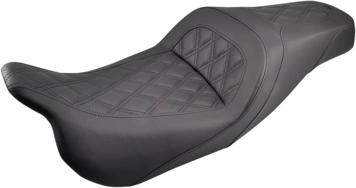 SADDLEMEN Slim Seat - Black - Lattice Stitch - '08-'23 FL 808-07B-162 - Howling Moto