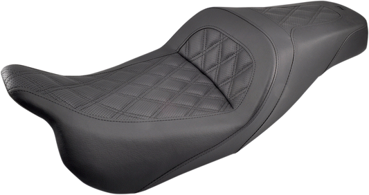 SADDLEMEN Slim Seat - Black - Lattice Stitch - '08-'23 FL 808-07B-162 - Howling Moto
