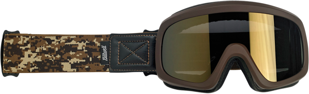 BILTWELL Overland 2.0 Goggles in Desert Camo with adjustable strap and clear lens, designed for off-road riding.