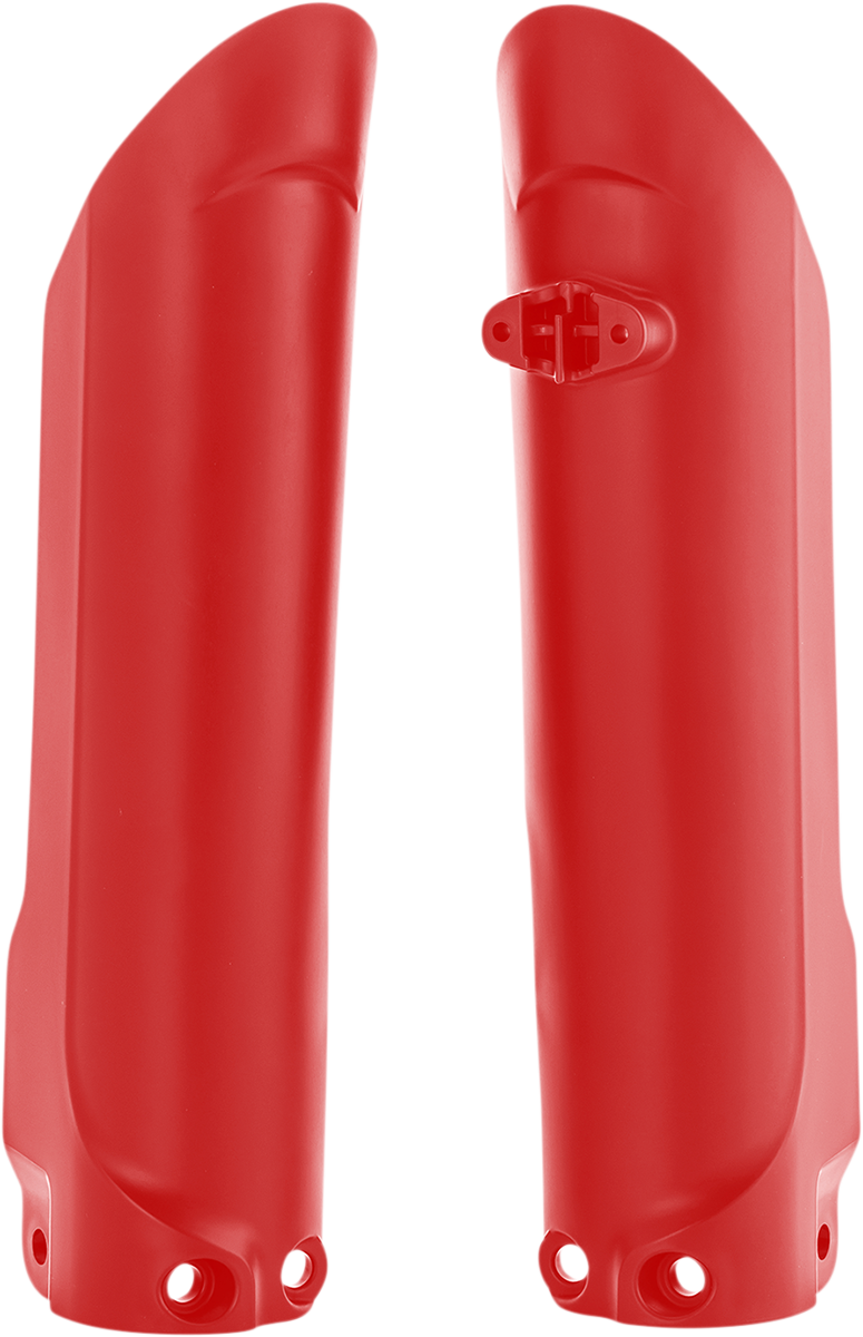 Red Acerbis lower fork cover for KTM motorcycle, body part with brand and product details visible in the image.
