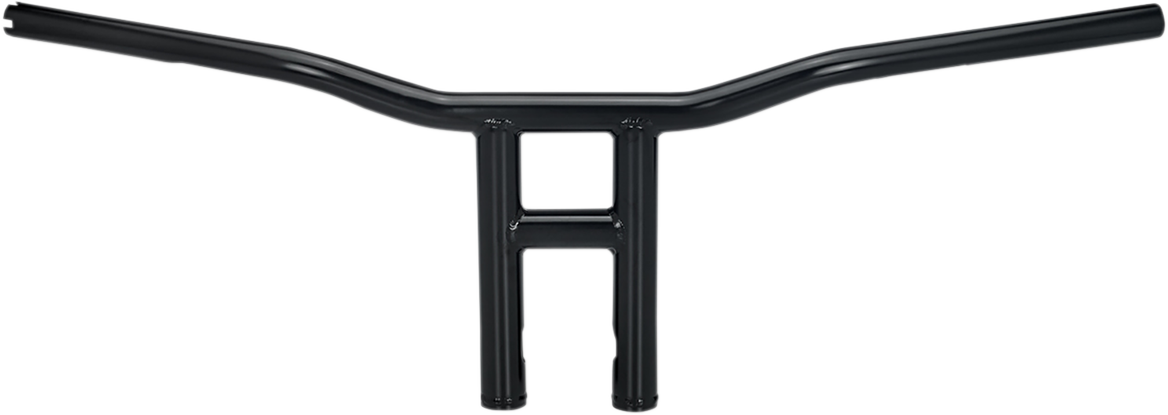 Black BILTWELL Tyson XL 10-inch handlebar for motorcycles, showcasing its durable metal construction and stylish design.