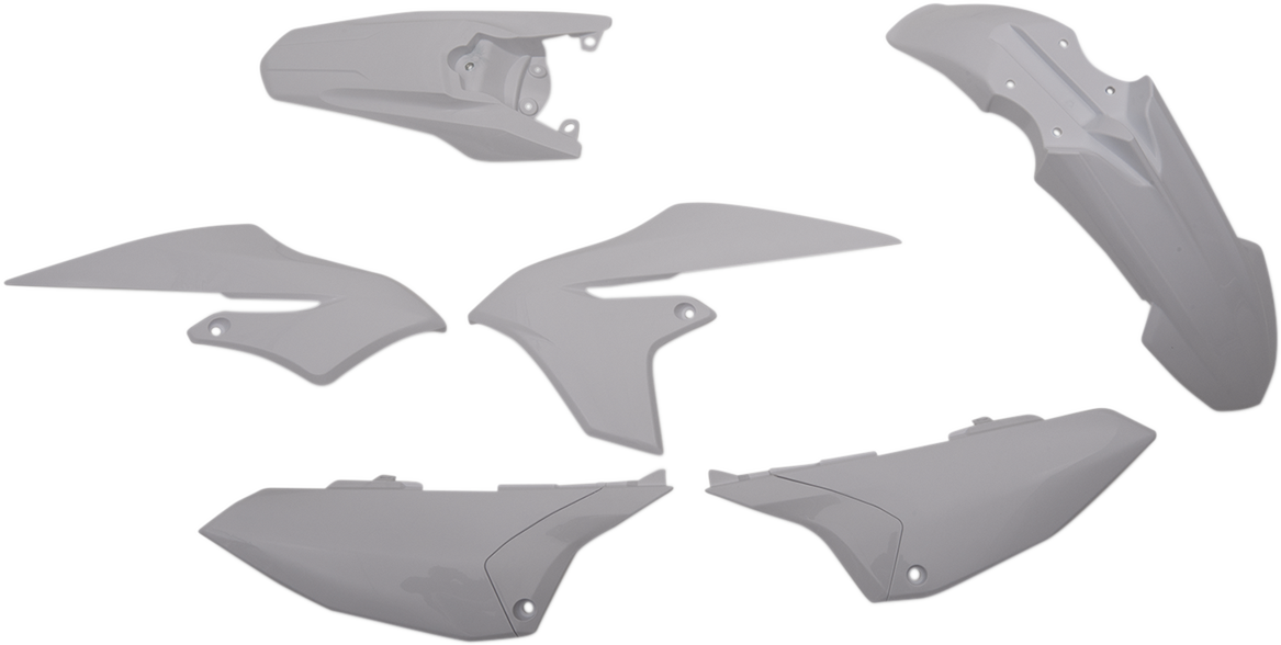A white Acerbis standard replacement body kit for motorcycles, showcased on a plain background, featuring the body panels and components.