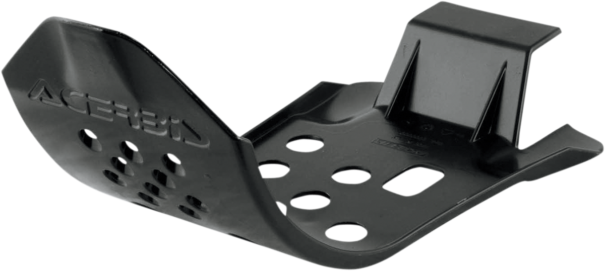 Black ACERBIS MX skid plate for motorcycle body protection, designed for durability and impact resistance.