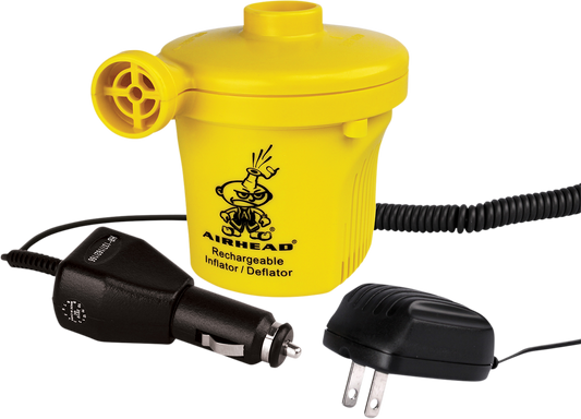 Rechargeable 12V AIRHEAD SPORTS GROUP water pump by Bill's Exhausts, compact and portable for inflating water sports equipment.