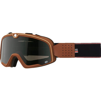 Bill's Exhausts 100% Barstow Goggle in gray-green, featuring a sleek design and adjustable strap for motocross and off-road riding.