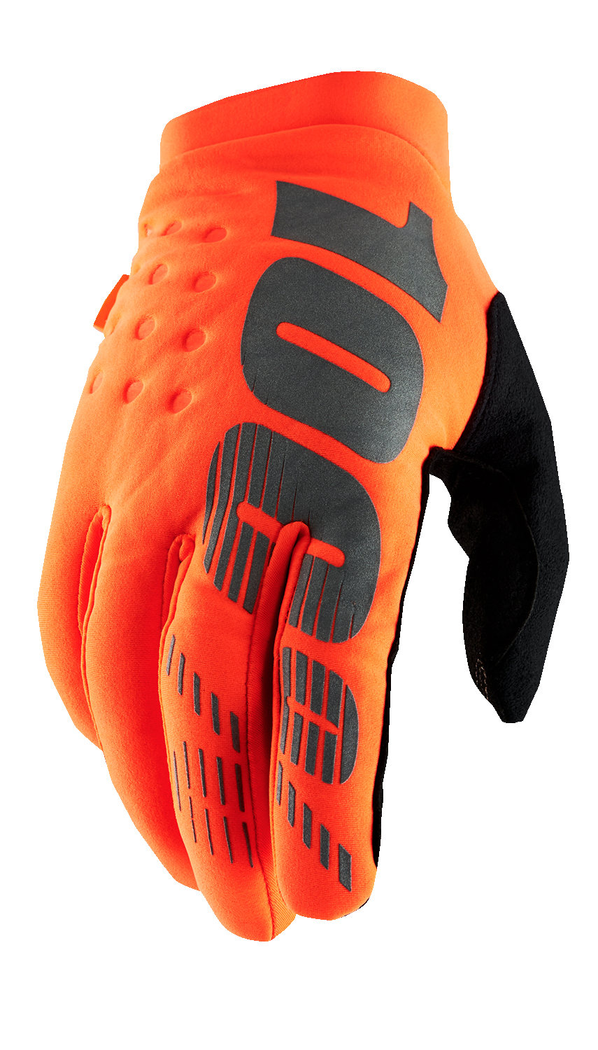 Bill's Exhausts 100% Brisker gloves in fluo orange and black, XL size, with padded knuckles and adjustable wrist strap.