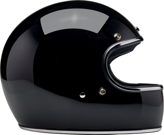 Gloss black BILTWELL Gringo helmet in XS size, featuring a sleek, shiny finish and classic motorcycle helmet design.