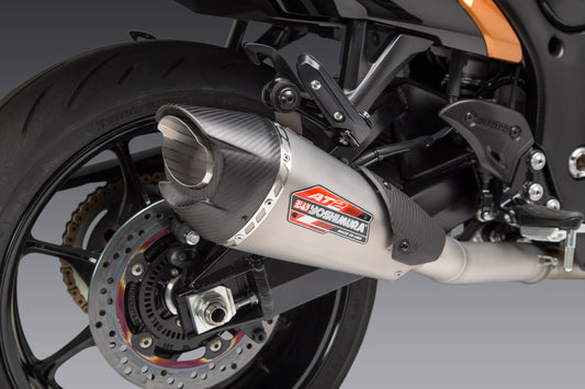 YOSHIMURA 11211AP520 Exhaust At2 Race FS stainless steel and carbon fiber, lightweight motorcycle exhaust system.