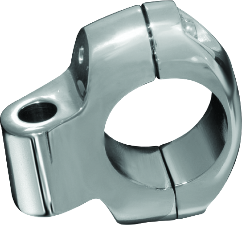 Kuryakyn chrome drink holder replacement mount clamp for 1-1/4 inch bars, designed for secure attachment on motorcycle handlebars