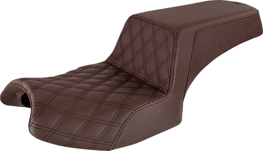 SADDLEMEN Step Up Seat - Front Lattice/Rear Smooth - Brown - Challenger I20-06-172BR - Howling Moto