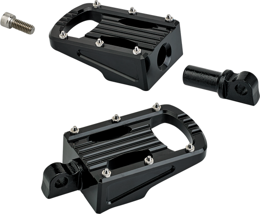 Black BILTWELL Punisher Footpeg for motorcycles, featuring a classic body design with durable construction by Bill's Exhausts.