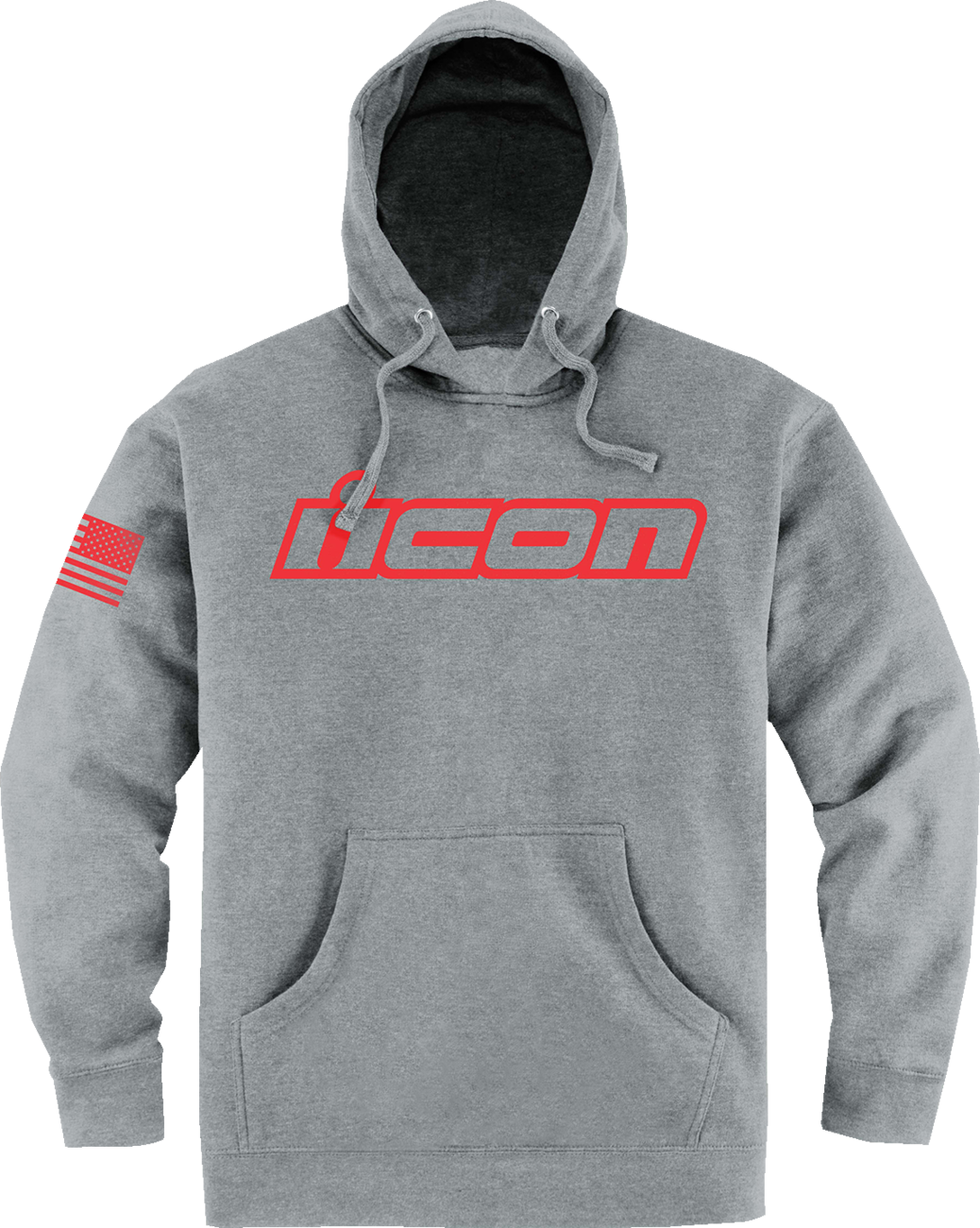 Bill's Exhausts ICON Clasicon™ hoodie in heather gray, medium size, showing front view with logo and soft fabric texture.