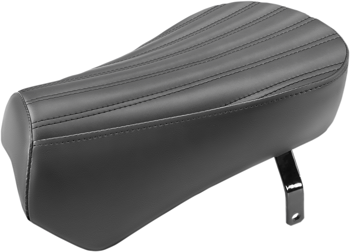 Black SADDLEMEN Pillion Pad for Scout Bobber 2018-2023, Knuckle Renegade style, designed for comfortable passenger seating.