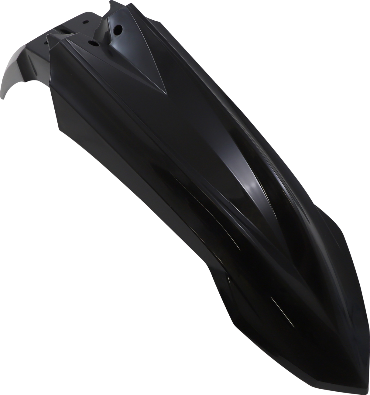 Black Acerbis front fender for motorcycle, body part designed for durability and style, shown on a clean white background.