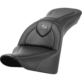 SADDLEMEN Roadsofa™ seat without backrest, carbon fiber finish, designed for motorcycle comfort and lightweight performance.