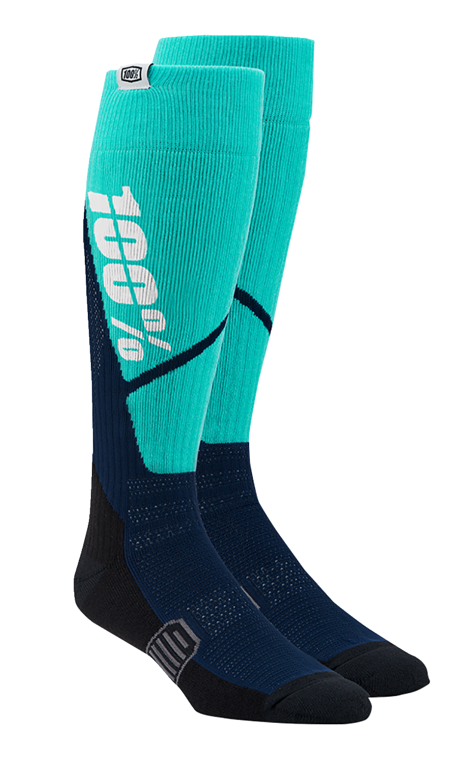 Bill's Exhausts 100% Torque Comfort Moto Socks in steel and navy, small/medium size, featuring a snug fit and ergonomic design.