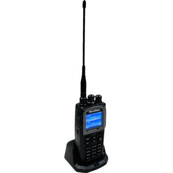 NAVATLAS Dual Band Radio VHF/UHF NHR1V2 by Bill's Exhausts, featuring a compact radio with display and control knobs.