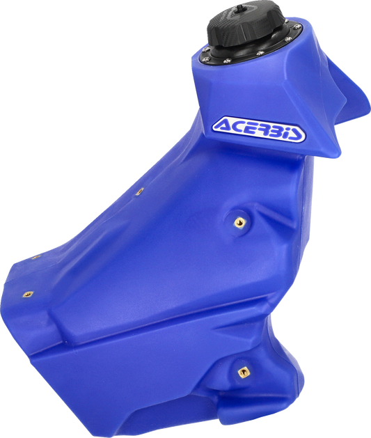 Blue Acerbis fuel tank for YZ 125/250/X 2022-2023, body view showing shape and fuel cap, 3.2 U.S. gallons capacity.