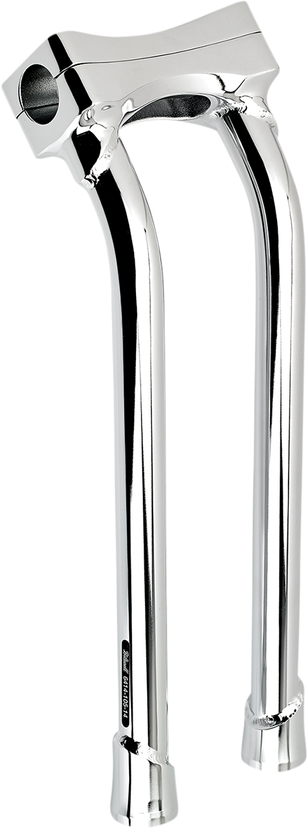 Chrome BILTWELL Murdock Oversized 14" pullback handlebars with risers, featuring a sleek, curved design for motorcycle handlebars.