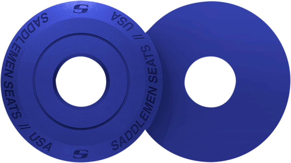 Blue SADDLEMEN Fender Seat Washer for seats, designed by Bill's Exhausts, shown in the product image.