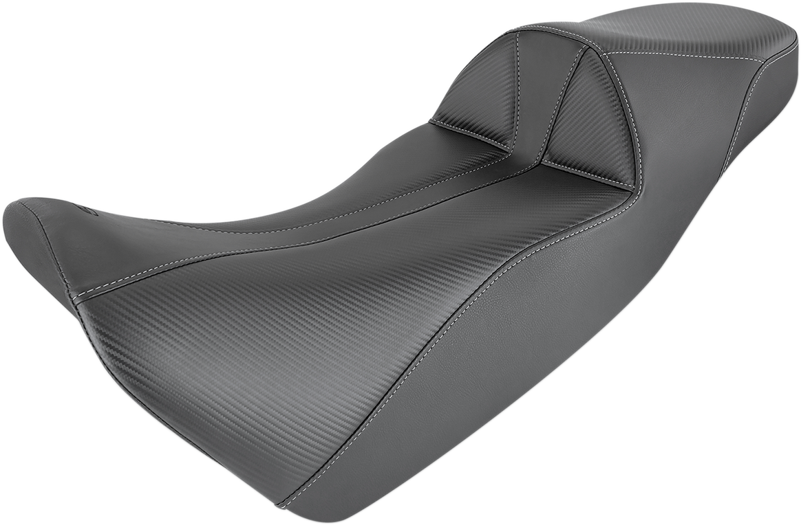 Black SADDLEMEN Adventure Tour seat for Honda Africa Twin, one-piece stitched design, compatible with standard mounting systems.