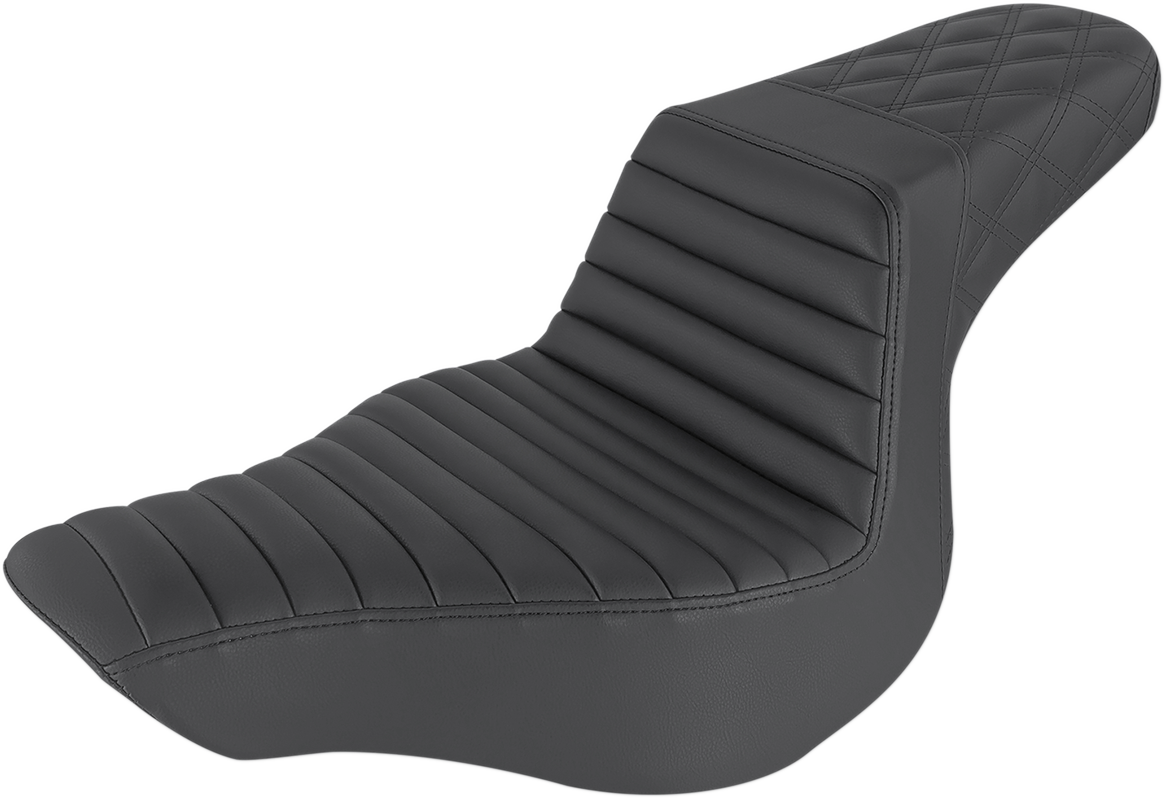 SADDLEMEN Step-Up Seat - Front Tuck-n-Roll/Rear Lattice Stitch - Black 813-27-176 - Howling Moto