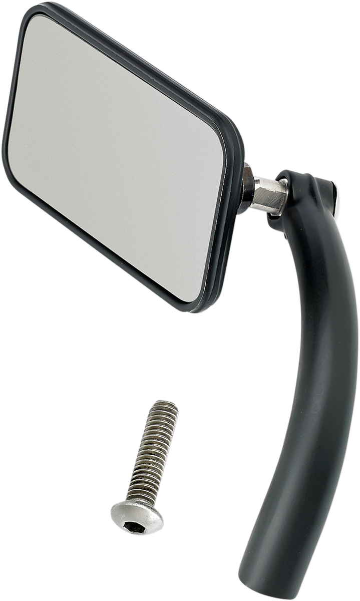Black rectangular mirror by Bill's Exhausts, featuring a sleek design and clear reflective surface.
