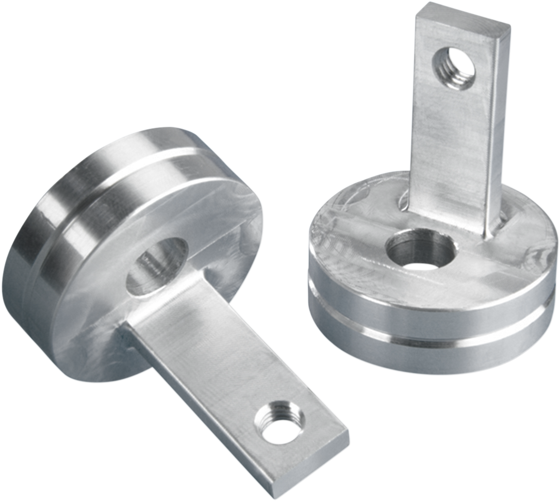 Bill's Exhausts SHOW CHROME Turn Signal Relocation Adapter Kit for engine, with metal components and wiring for motorcycle turn signal adjustment.