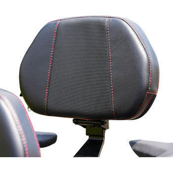 Black stitched SHOW CHROME Grande Backrest passenger seat for Ryker, featuring durable design and comfortable support.