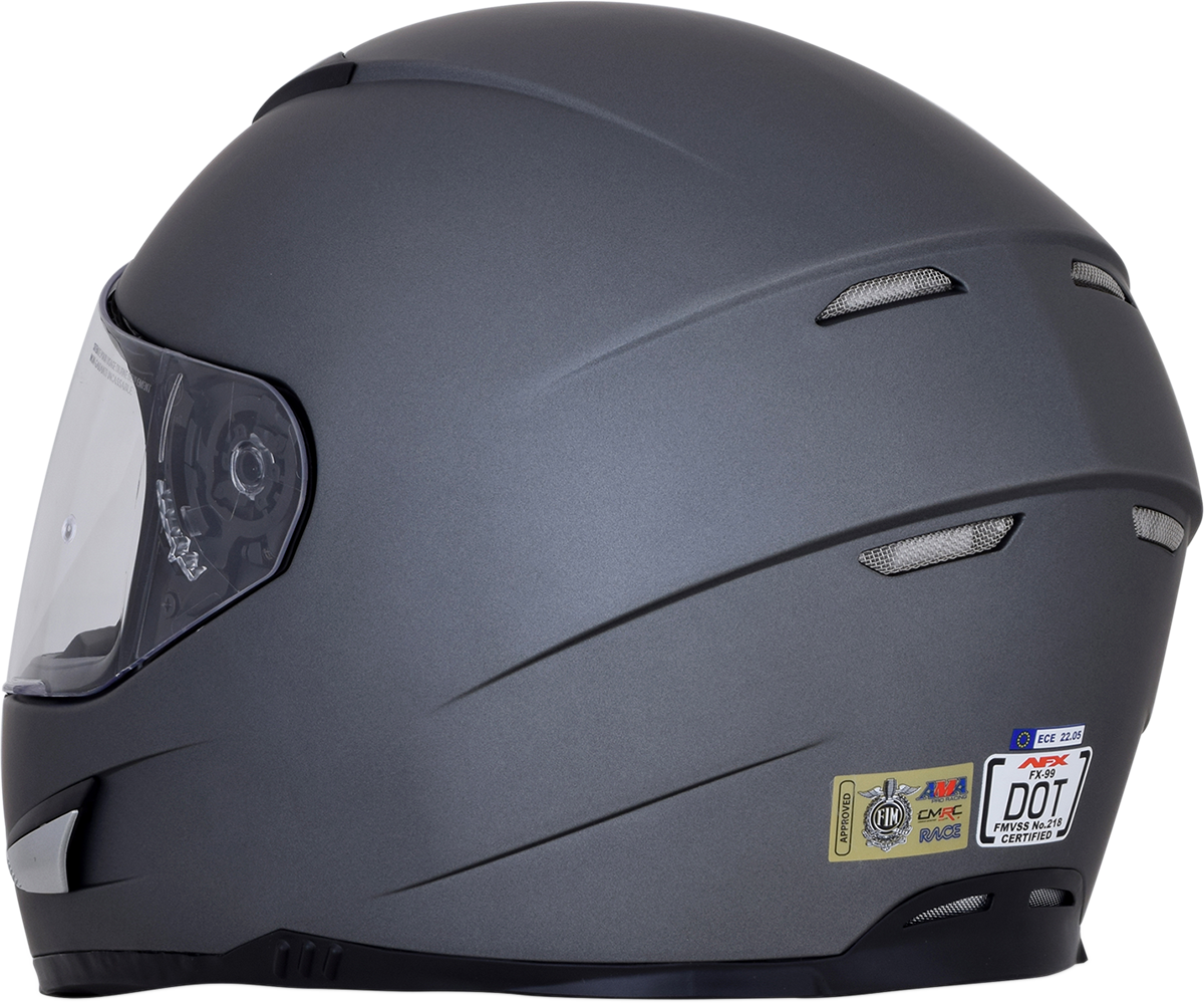 Bill's Exhausts AFX FX-99 helmet in Frost Gray, large size, with smooth aerodynamic design and clear visor for motorcycle riding.