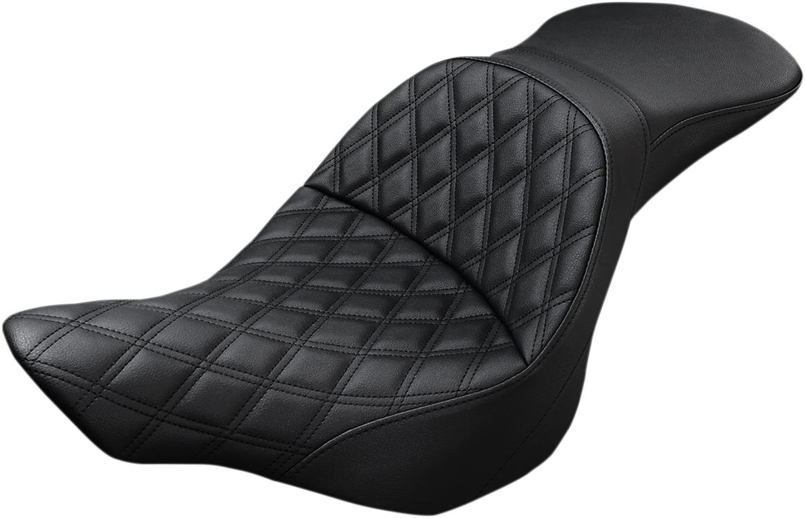 Bill's Exhausts SADDLEMEN Explorer Seat with lattice stitching, designed for FXSB motorcycle, featuring a comfortable, stylish seat design.