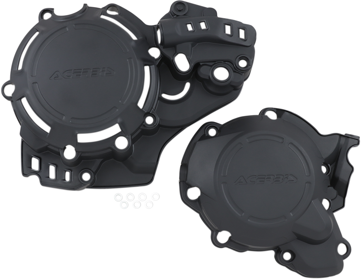 Black Acerbis X-Power Cover Kit body for motorcycle, featuring durable plastic with sleek design and brand logo.