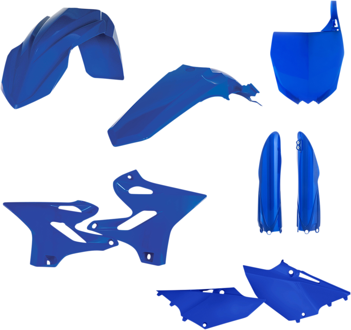 ACERBIS full replacement body kit in vibrant blue for motorcycles, featuring sleek, custom-fit body panels.
