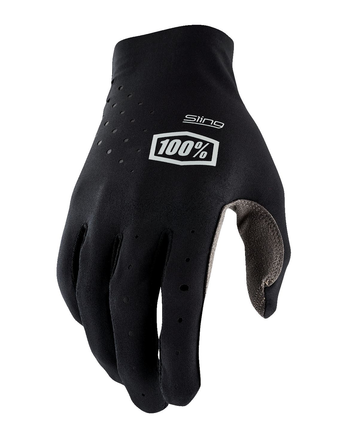 Black 100% Sling MX gloves in XL size from Bill's Exhausts, featuring durable motocross glove design with textured palm and secure wrist closure.