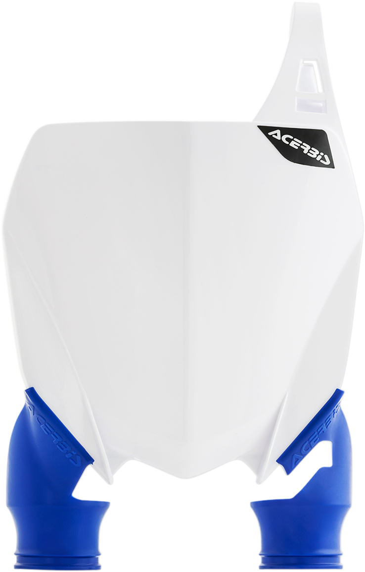White Acerbis Raptor number plate for motorcycle body, featuring bold black number design for off-road or motocross bikes.