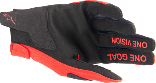 Alpinestars Radar Gloves in Mars Red and Silver, 2XL, showing the protective motorcycle gloves with red and silver design details.