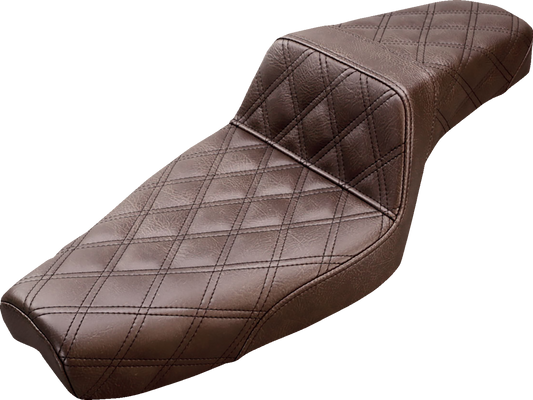 SADDLEMEN Step-Up Seat - Full Lattice Stitch - Brown - XL 879-03-175BR - Howling Moto