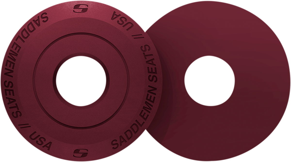 Bill's Exhausts Saddlemens Fender Seat Washer in burgundy, designed for motorcycle seats with a durable, polished finish.