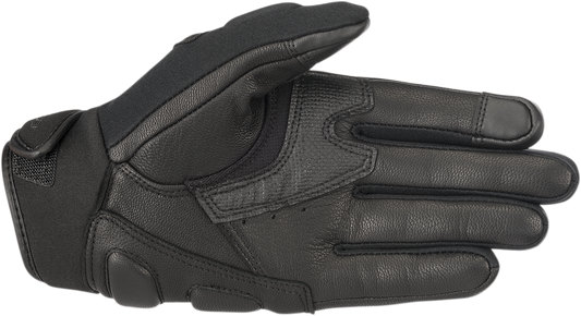 Alpinestars Faster motorcycle gloves in black, small size, featuring reinforced knuckles and breathable fabric.