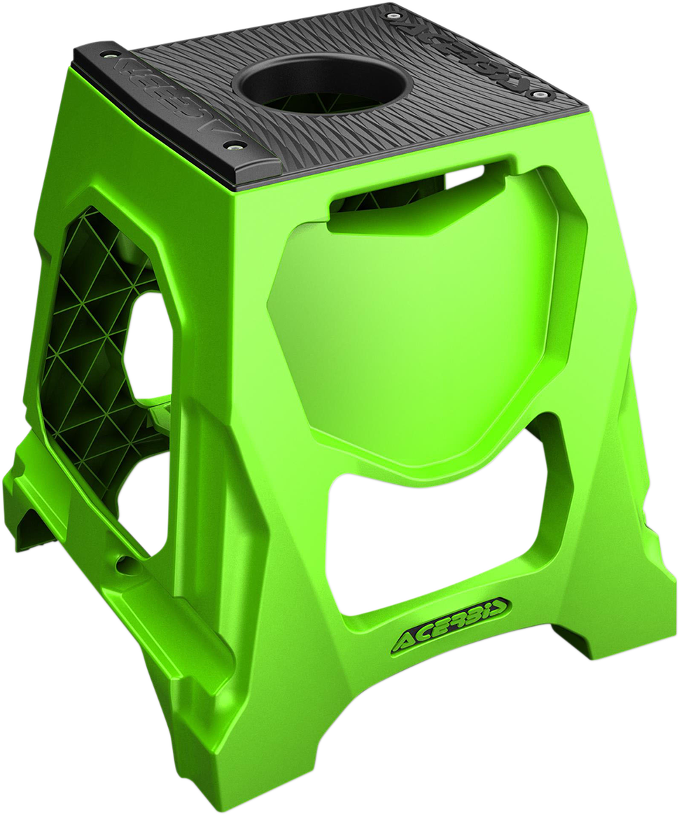 A green Acerbis 711 bike stand with body design, suitable for motorcycle maintenance and support, shown in the image.