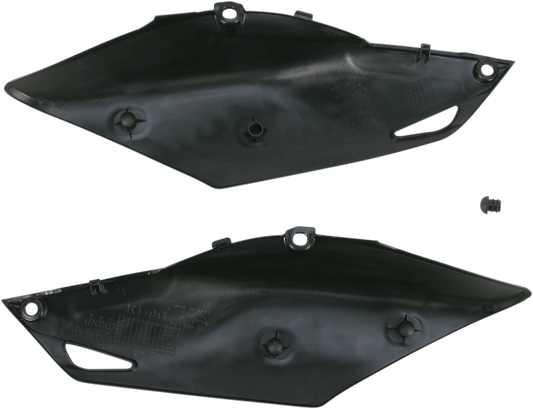 Aset of black Acerbis side panels for motorcycle body, featuring sleek, durable design with branding details.